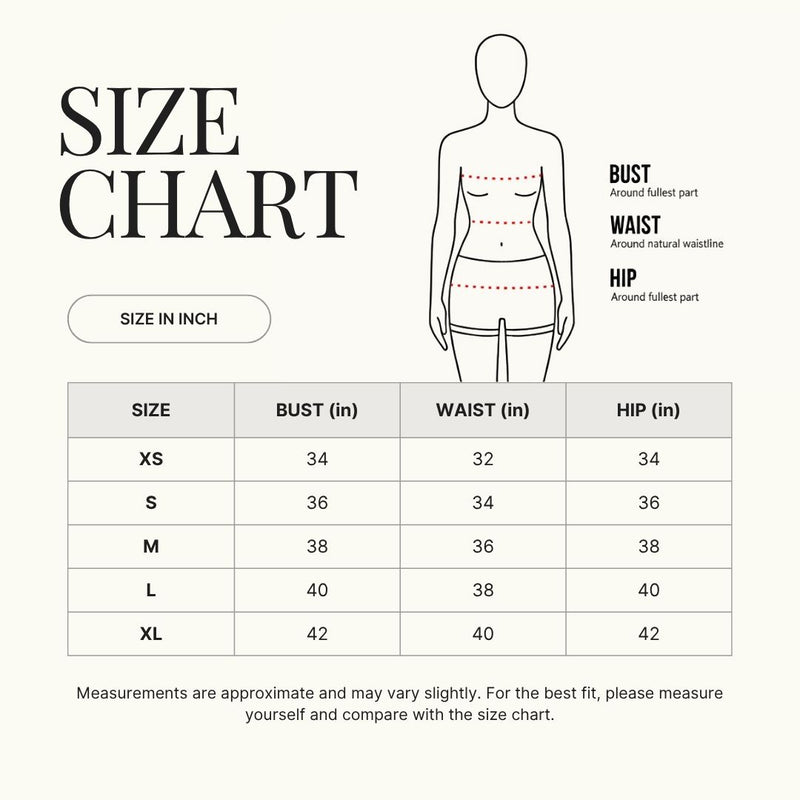 Size chart for Sia Kurti Full Sleeves