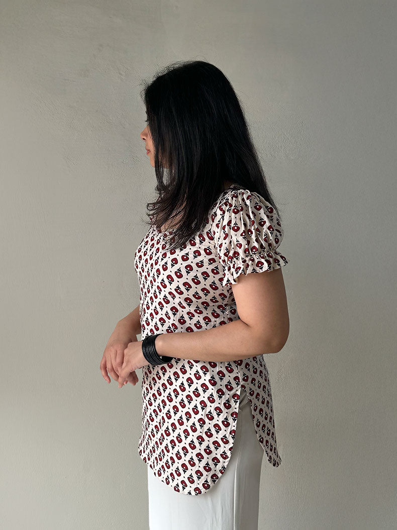 Cherry Puff Sleeve Kurti
