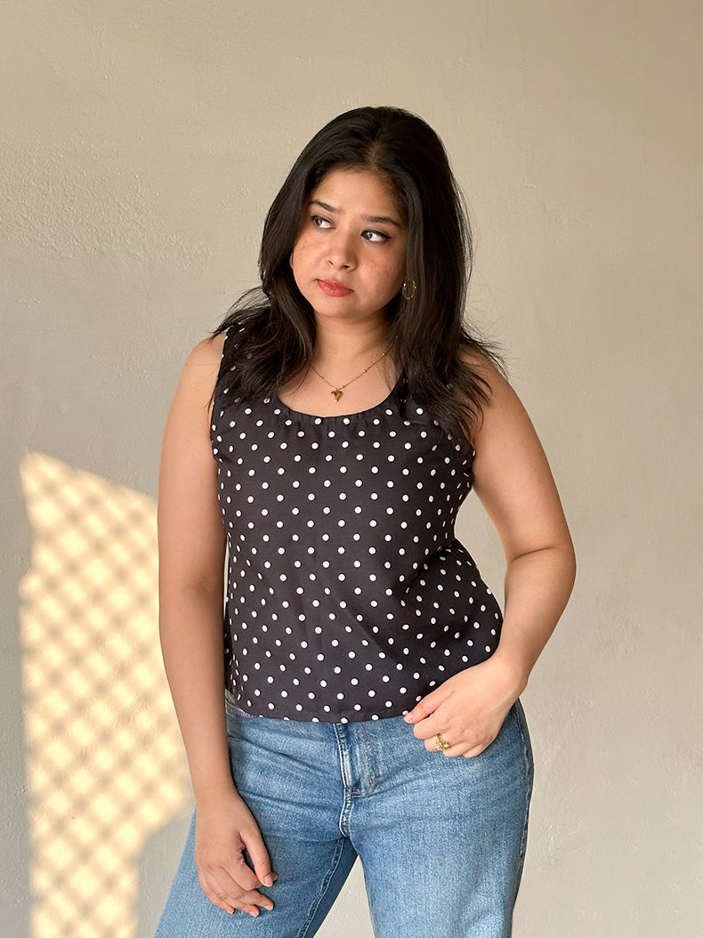 Poppy Black Top