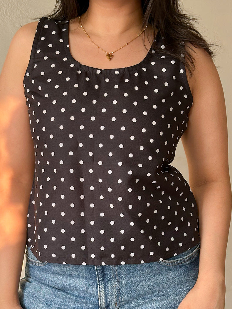 Poppy Black Top